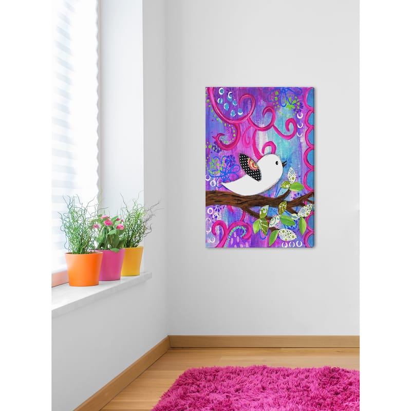 Marmont Hill - 'White Bird' by Jill Lambert Painting Print on Wrapped Canvas - Multi-Color