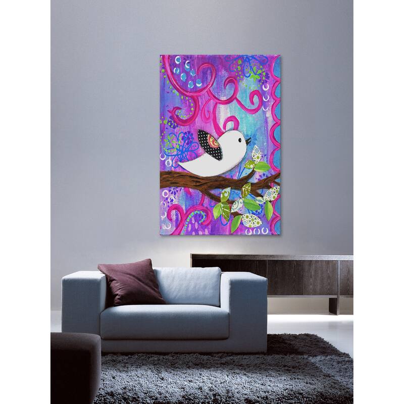 Marmont Hill - 'White Bird' by Jill Lambert Painting Print on Wrapped Canvas - Multi-Color