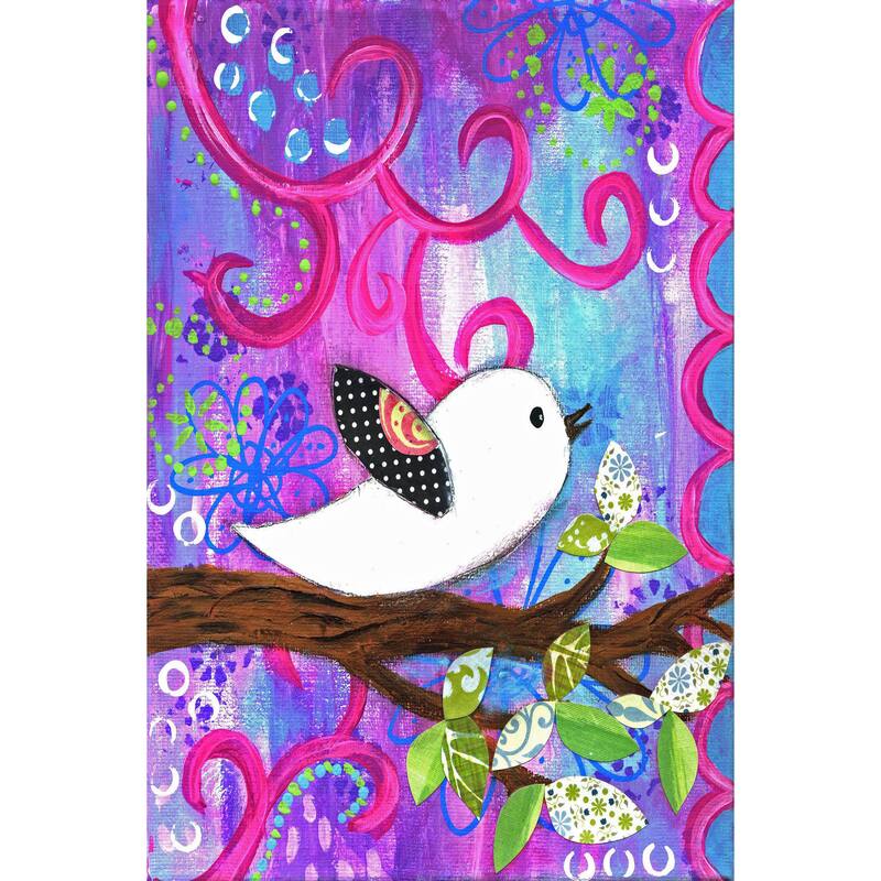 Marmont Hill - 'White Bird' by Jill Lambert Painting Print on Wrapped Canvas - Multi-Color