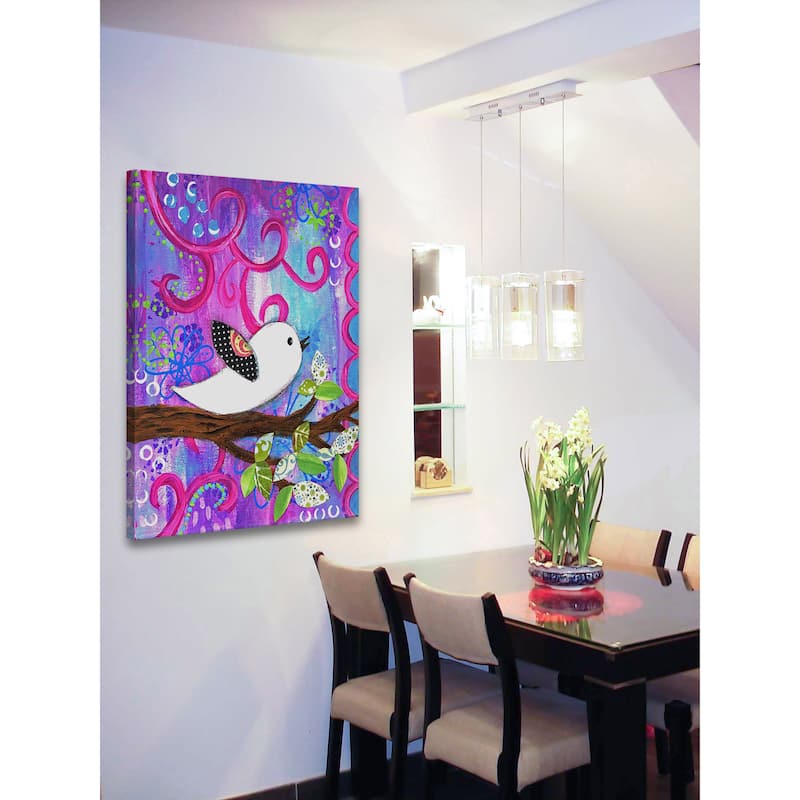 Marmont Hill - 'White Bird' by Jill Lambert Painting Print on Wrapped Canvas - Multi-Color