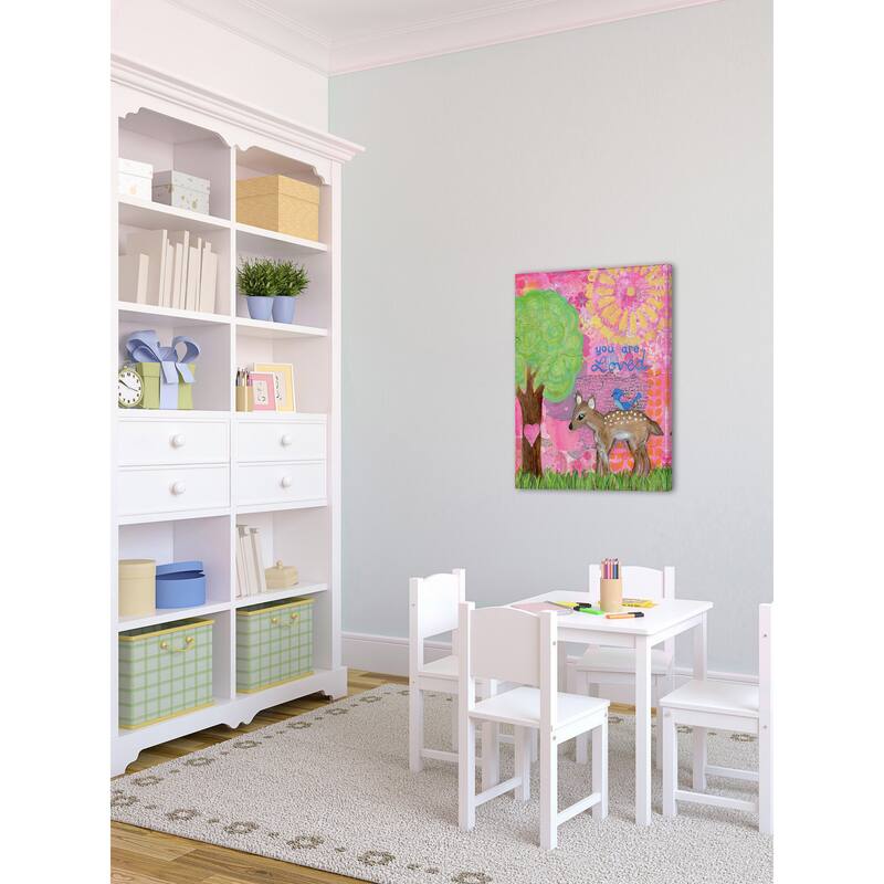 Marmont Hill - 'You Are Loved Fawn' by Jill Lambert Painting Print on Wrapped Canvas - Multi-Color