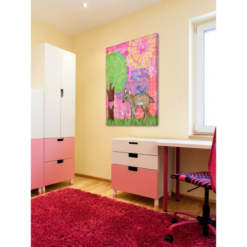 Marmont Hill - 'You Are Loved Fawn' by Jill Lambert Painting Print on Wrapped Canvas - Multi-Color