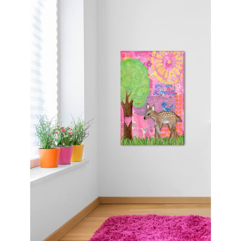 Marmont Hill - 'You Are Loved Fawn' by Jill Lambert Painting Print on Wrapped Canvas - Multi-Color