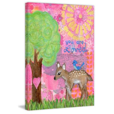 Marmont Hill - 'You Are Loved Fawn' by Jill Lambert Painting Print on Wrapped Canvas - Multi-Color