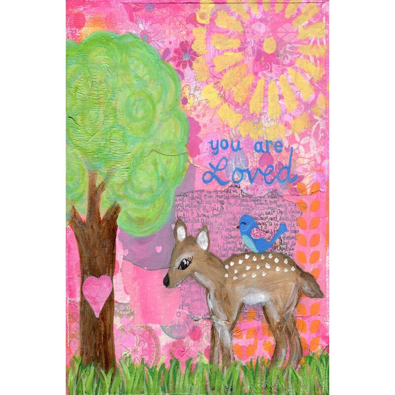 Marmont Hill - 'You Are Loved Fawn' by Jill Lambert Painting Print on Wrapped Canvas - Multi-Color