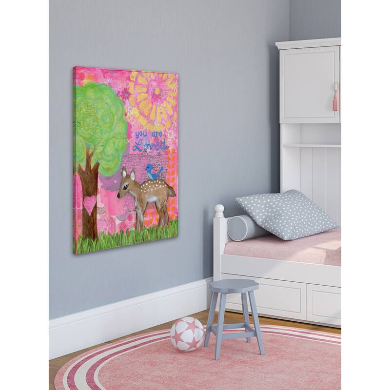 Marmont Hill - 'You Are Loved Fawn' by Jill Lambert Painting Print on Wrapped Canvas - Multi-Color