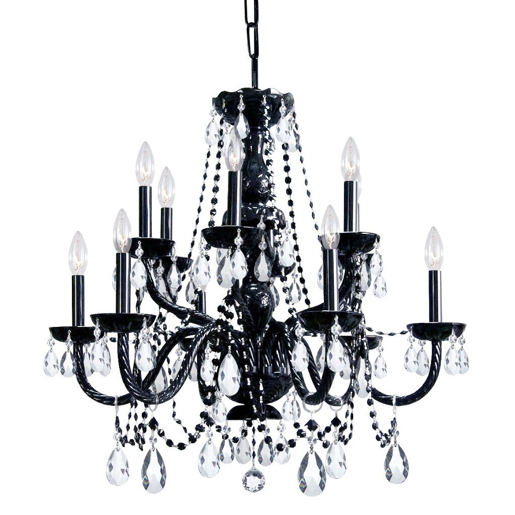 Crystorama Traditional Crystal Collection 12-light Black/Crystal Chandelier - Chandeliers For Bedrooms by Overstock.com