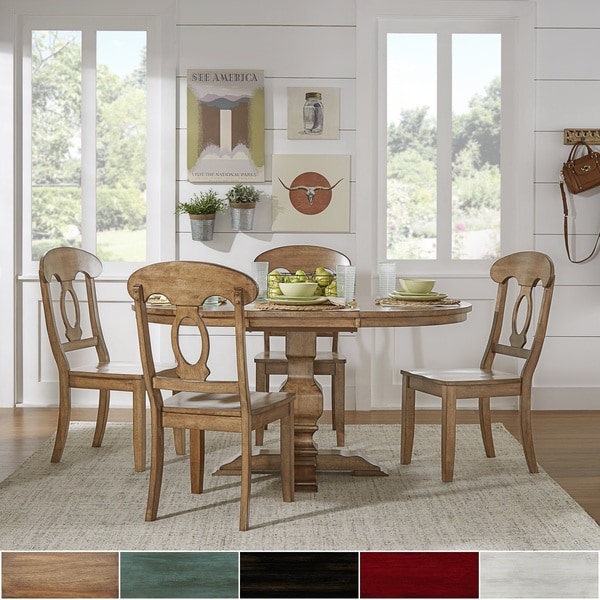 Shop Eleanor Oak Solid Wood Oval Table Napoleon Back 5 ...