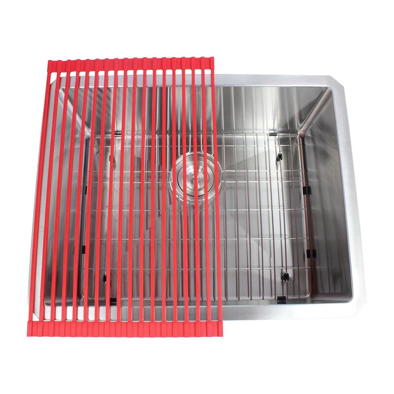 23-inch Stainless Steel 15mm Radius Single Bowl 16 Gauge Undermount Kitchen Sink Complete Combo Accessories