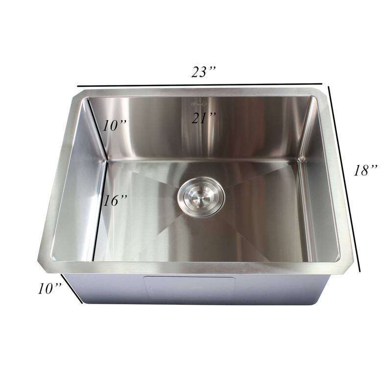 23-inch Stainless Steel 15mm Radius Single Bowl 16 Gauge Undermount Kitchen Sink Complete Combo Accessories