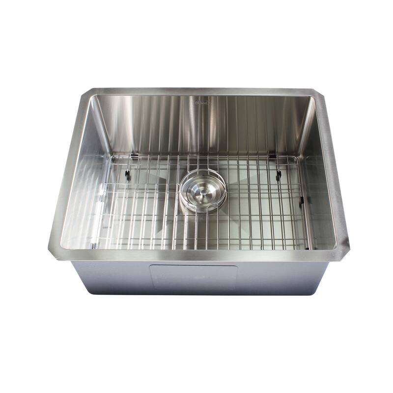23-inch Stainless Steel 15mm Radius Single Bowl 16 Gauge Undermount Kitchen Sink Complete Combo Accessories