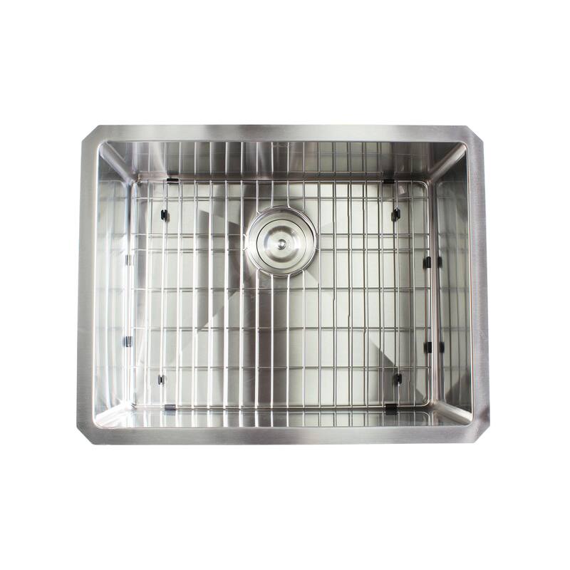 23-inch Stainless Steel 15mm Radius Single Bowl 16 Gauge Undermount Kitchen Sink Complete Combo Accessories