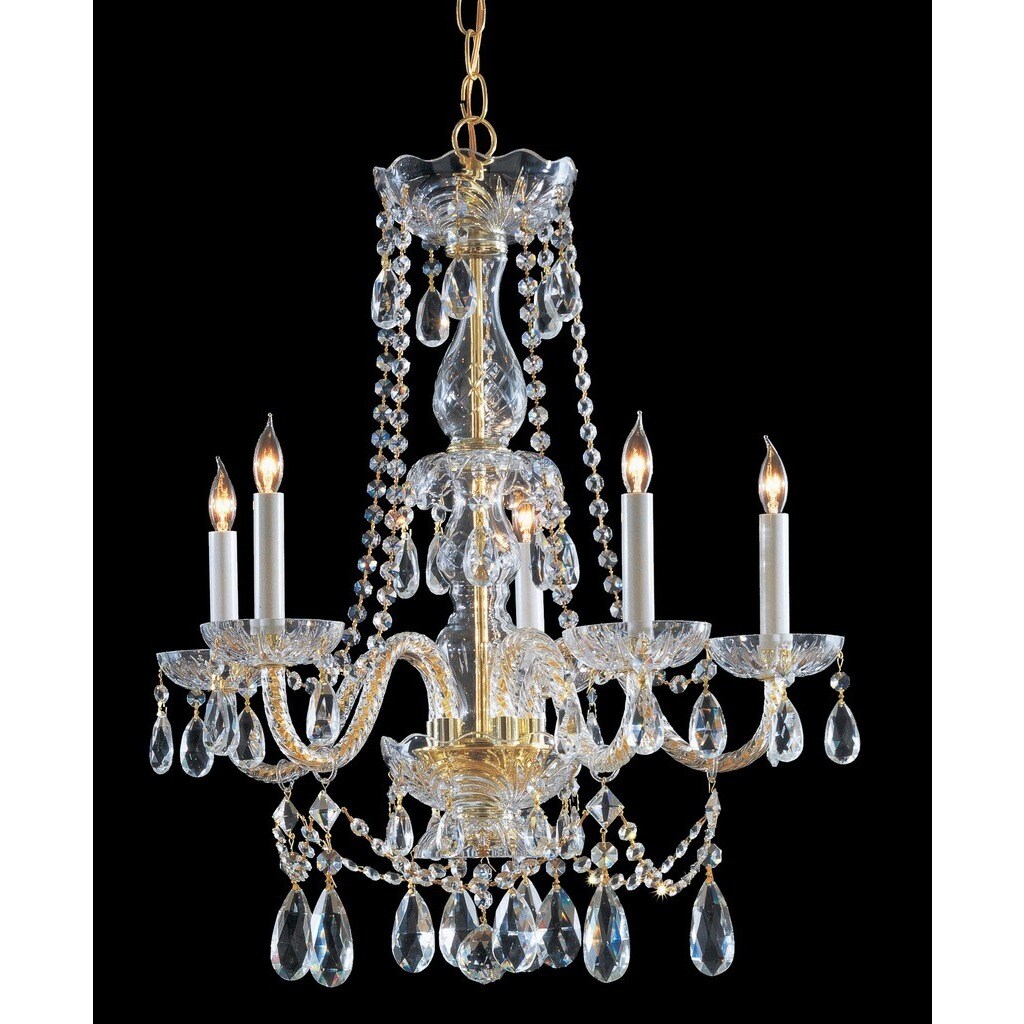 Crystorama Traditional Crystal Collection 5-light Polished Brass/Swarovski Spectra Crystal Chandelier - Chandeliers For Bedrooms by Overstock.com
