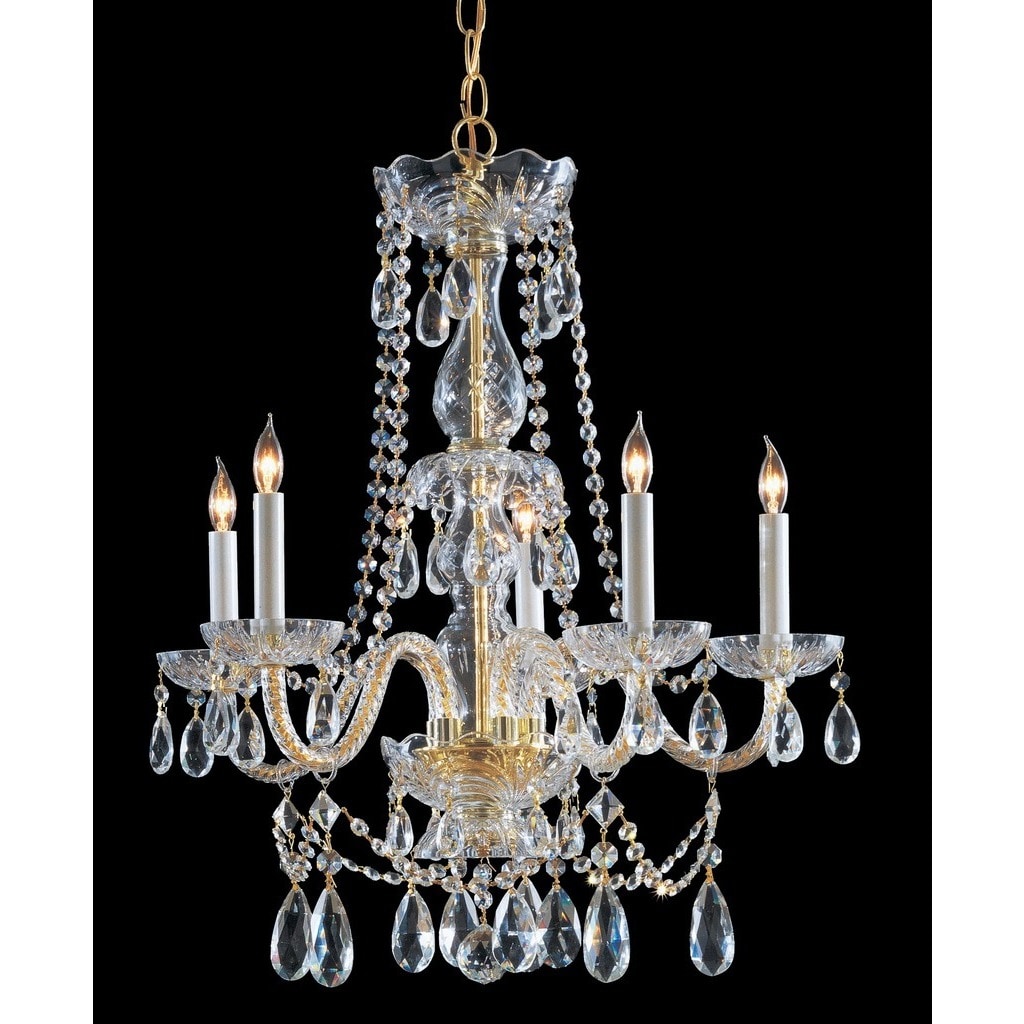 Crystorama Traditional Crystal Collection 5-light Polished Brass/Swarovski Strass Crystal Chandelier - Gold - Chandeliers For Bedrooms by Overstock.com
