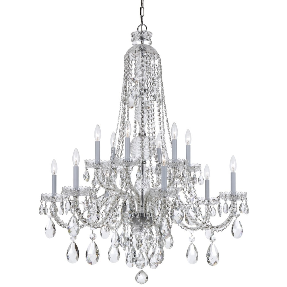 Monaco 12 light Polished Nickel Chandelier Clear Glass Crystal Monaco 12 light Polished Nickel Chandelier Clear Glass Crystal