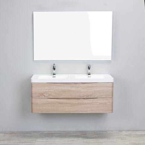 Embled Bathroom Cabinets Storage Online At Our Eviva Smile White Acrylic Double Sink Wall Mount Oak 48 Inch Bathroom Vanity