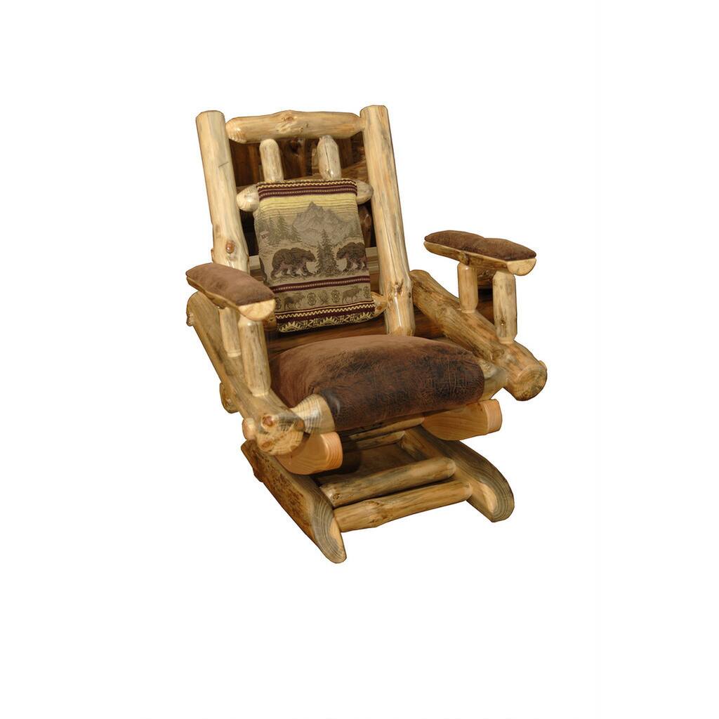 Rustic Pine Log Rocking Chair on Platform