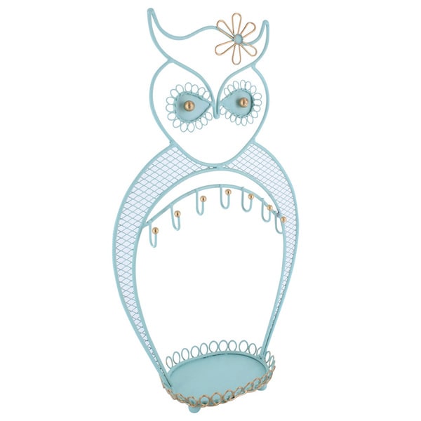 Blue/Green Metal Owl Jewelry Display/Organizer