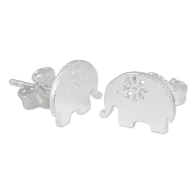 Handmade Blooming Elephants Earrings (Thailand) - 0.3L*0.4W