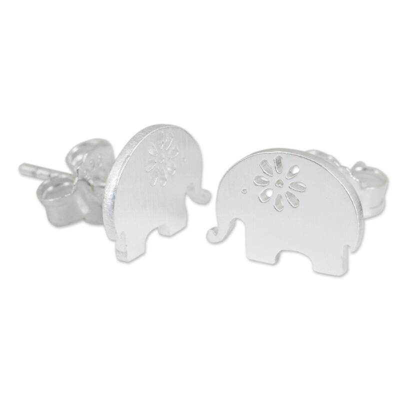 Handmade Blooming Elephants Earrings (Thailand) - 0.3L*0.4W