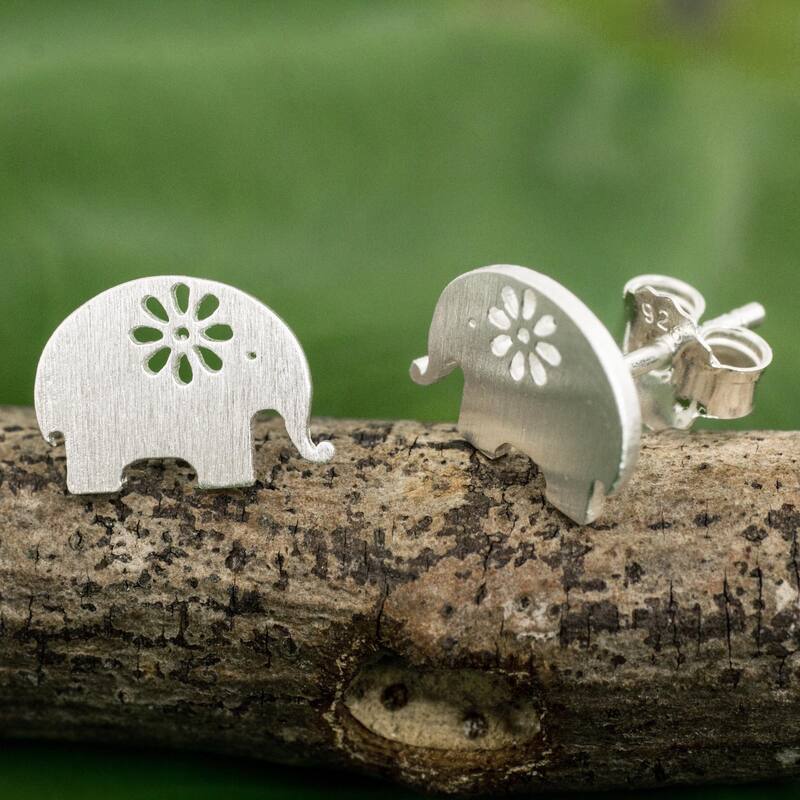 Handmade Blooming Elephants Earrings (Thailand) - 0.3L*0.4W