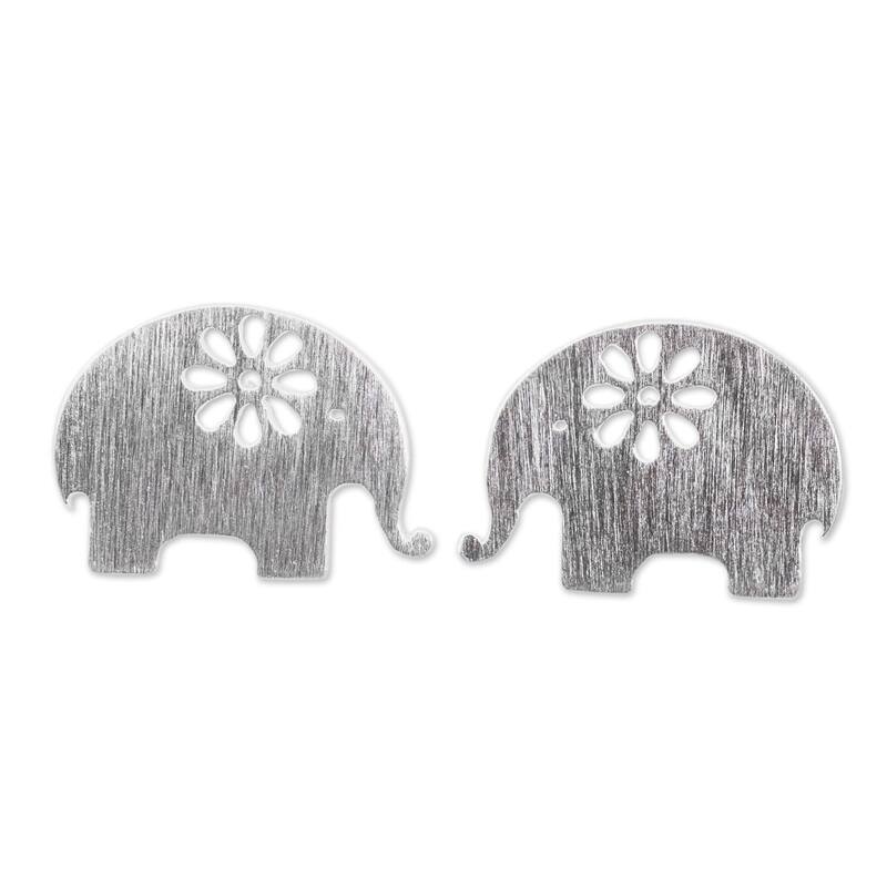 Handmade Blooming Elephants Earrings (Thailand) - 0.3L*0.4W