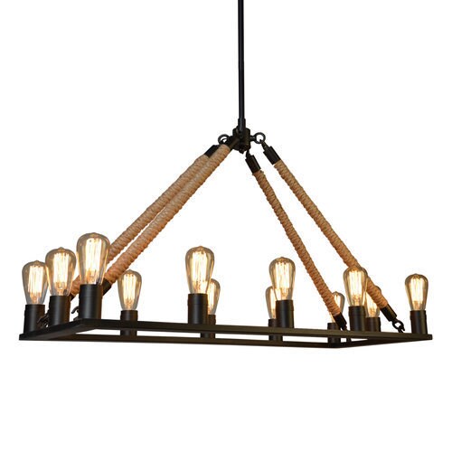 Y-Decor Vivianni 12 Light Rope Chandelier in Black finish (39.5W x 30.25H, Iron Black) - Chandeliers For Bedrooms by Overstock.com