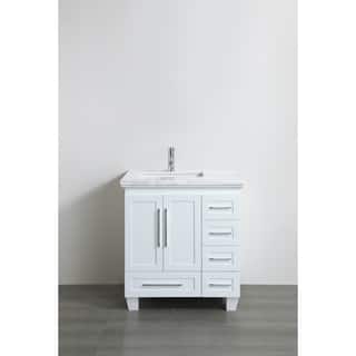 White 21 30 Inches Bathroom Vanities Vanity Cabinets For Less Eviva Loon Transitional White 30 Inch Bathroom Vanity With Carrera Marble Countertop