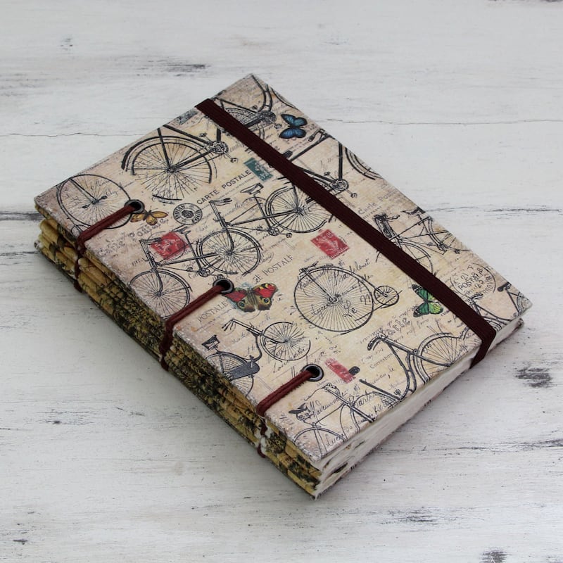 Handmade Paper 'Vintage Bike Journeys' Journal (India)