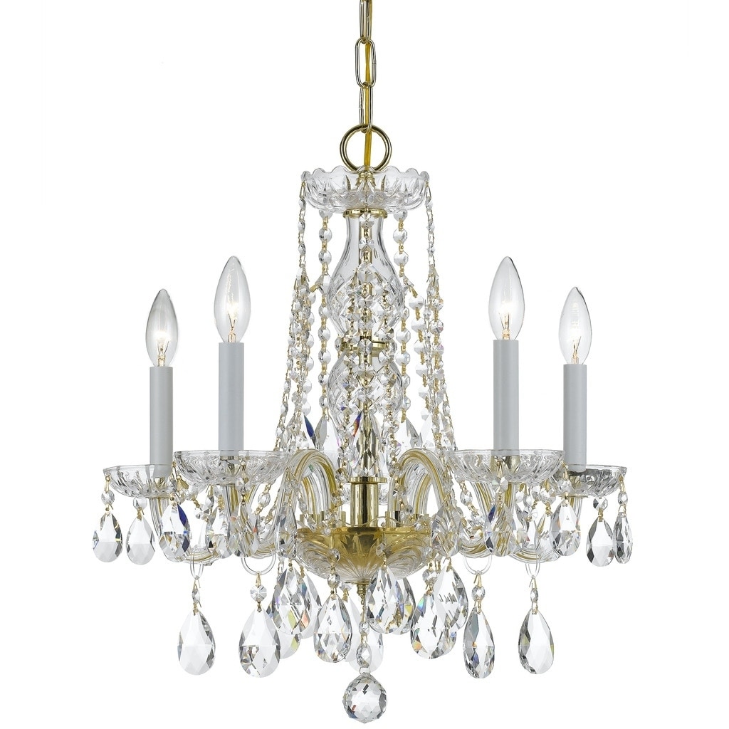 Crystorama Traditional Crystal 5-light Brass/Crystal Mini Chandelier - Gold - Chandeliers For Bedrooms by Overstock.com