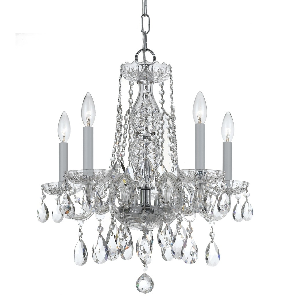 Crystorama Traditional Crystal 5-light Chrome/Crystal Mini Chandelier - Chandeliers For Bedrooms by Overstock.com