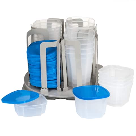 Storage Container Carousel Organizer BPA Free Food Bowl and Lid Rack System by Chef Buddy