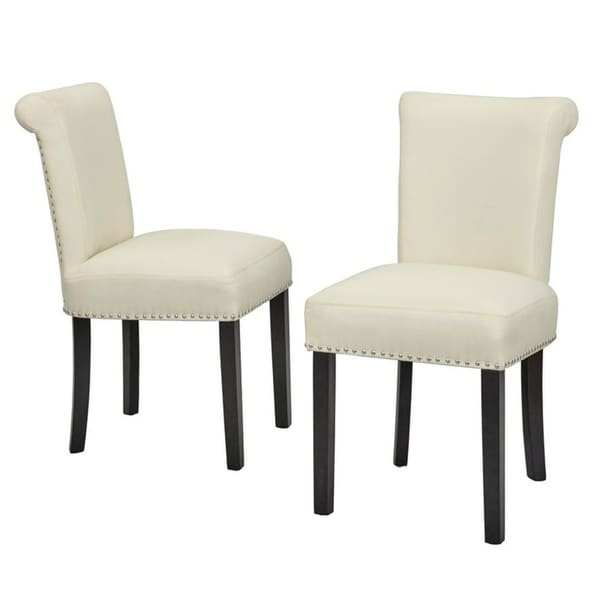 beige leather parsons chairs