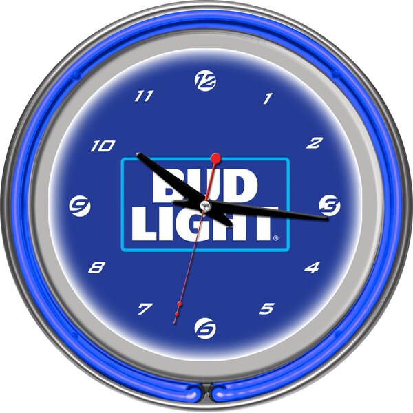 Bud Light 14 Inch Neon Wall Clock - Block Text. Opens flyout.