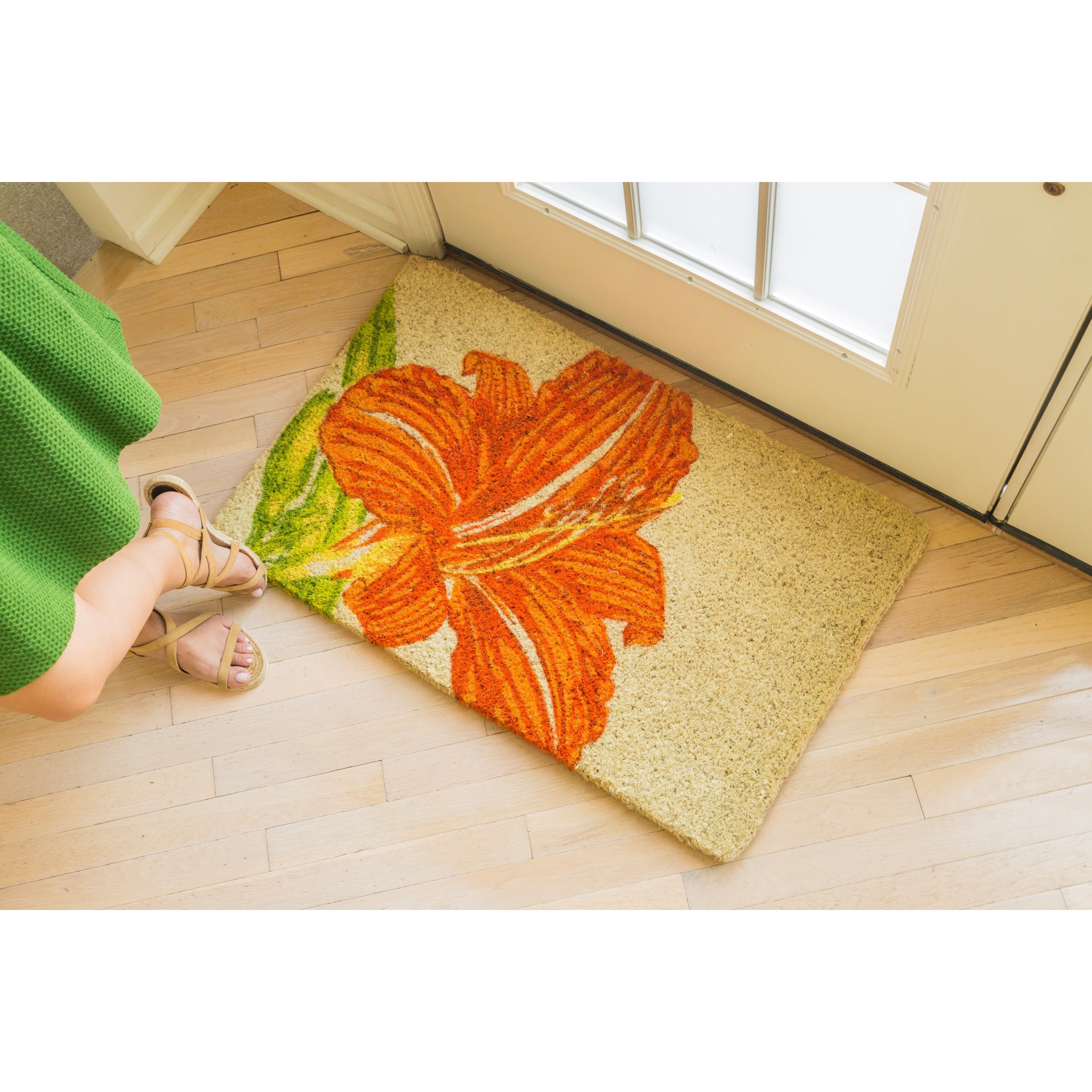 Entryways Thick Handwoven Coconut Fiber Indoor Outdoor Doormat, 26'' x  72'', Natural Coir