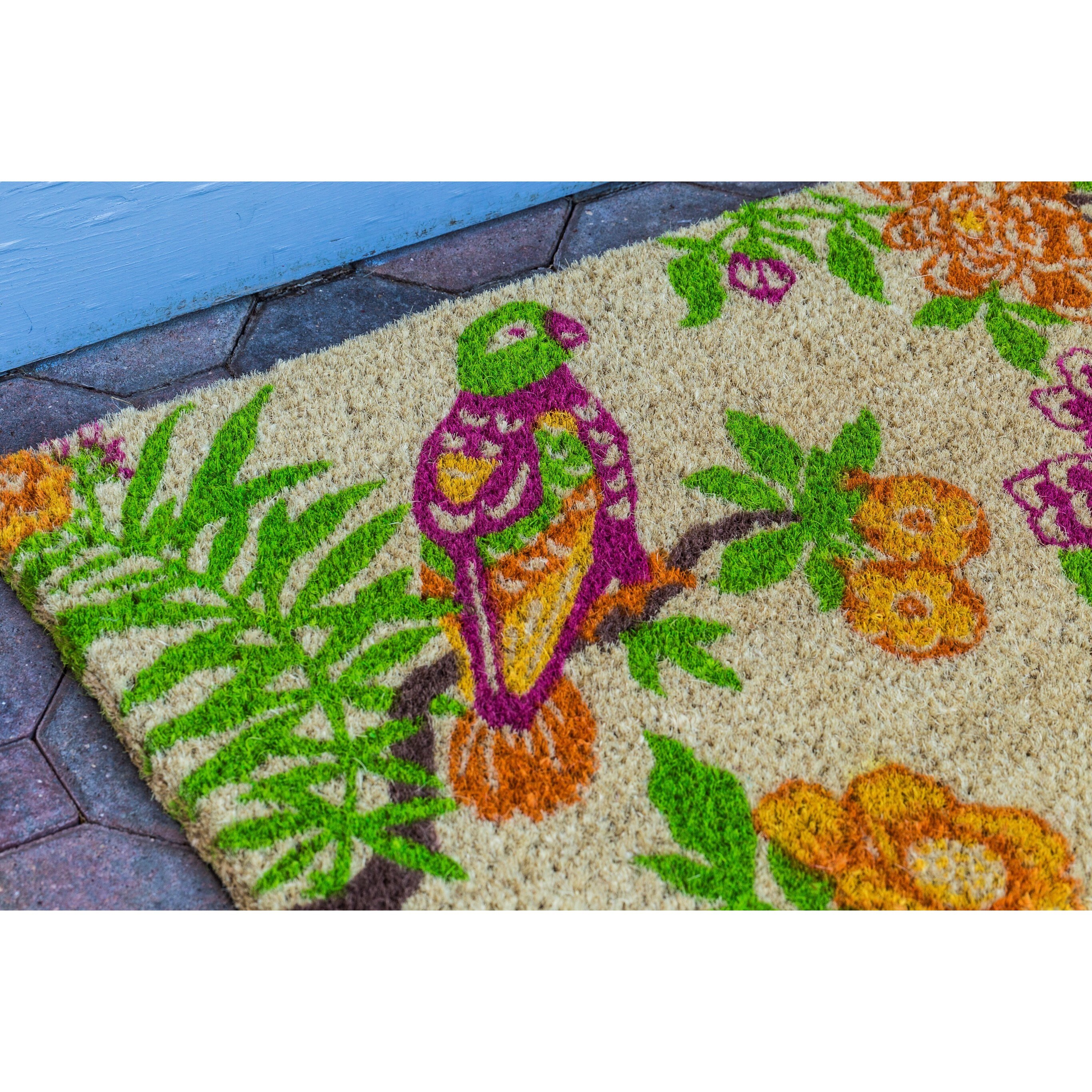 Entryways Summer Peony Coconut Fiber Handwoven Doormat