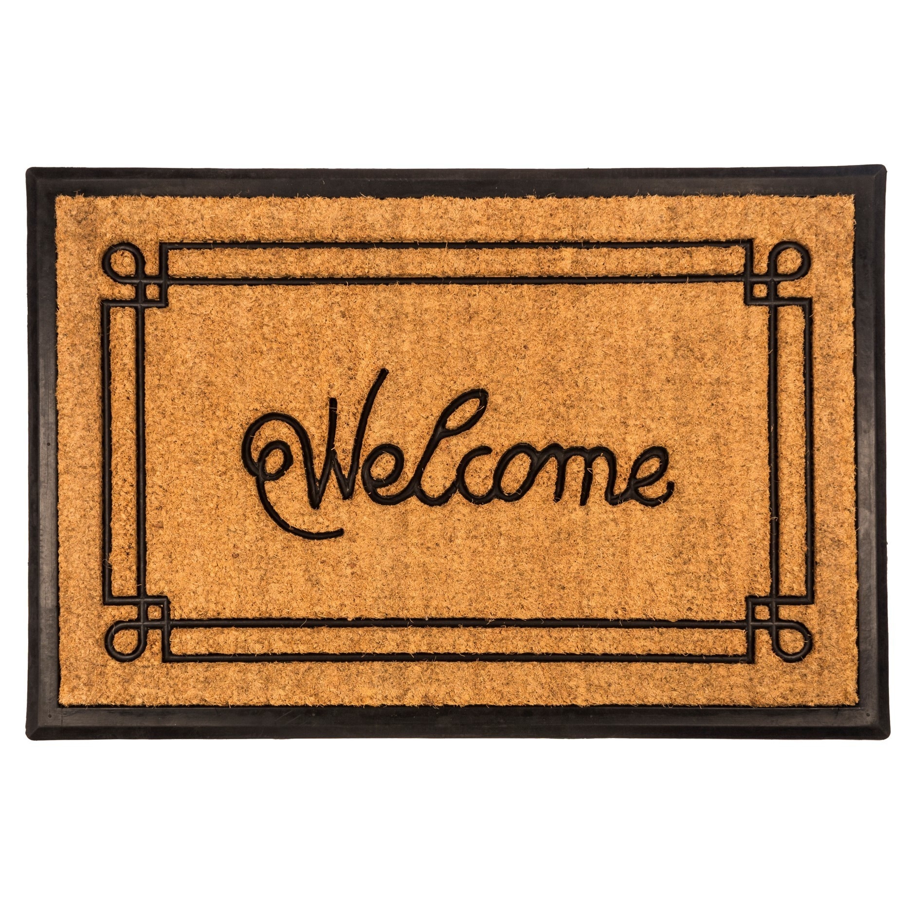 Shop Welcome With Border 24x36 Recycled Rubber And Coir Doormat