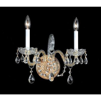Traditional Crystal 2-light Polished Brass/ Swarovski Spectra Crystal Wall Sconce