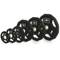 Valor Fitness OPPU Polyurethane Olympic Plates with Grip Handles and 12-Sided Design - Black