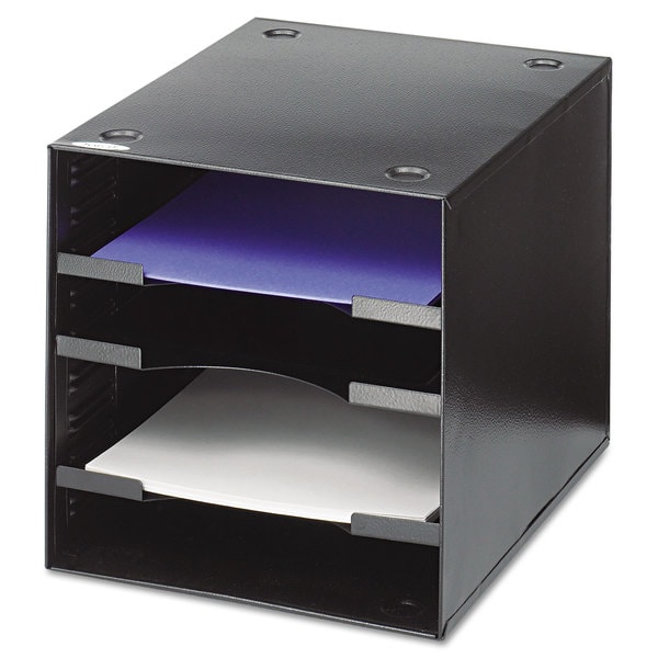 Safco Steel Desktop Sorter Four Compartments Steel 11 x 12 x 10 Black