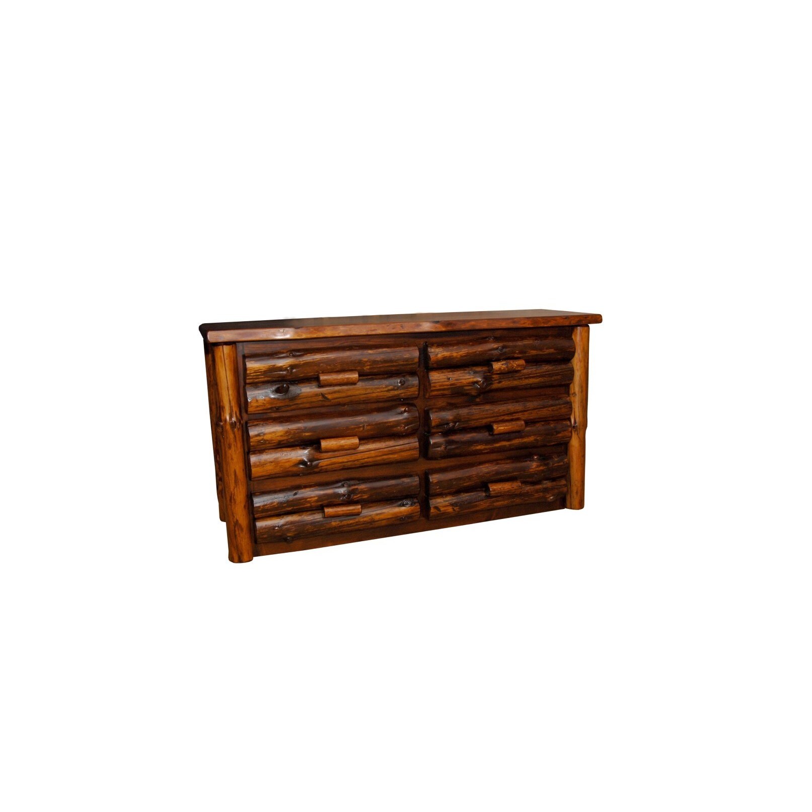 Shop Rustic Pine Half Log 6 Drawer Dresser Michael S Cherry Stain