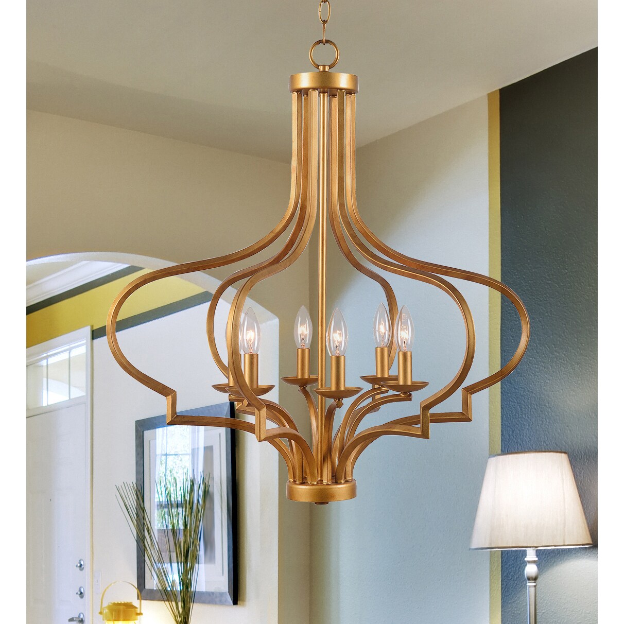 Motif 6 Light Chandelier - Gold (Motif 6 Light Chandelier) - Chandeliers For Bedrooms by Overstock.com