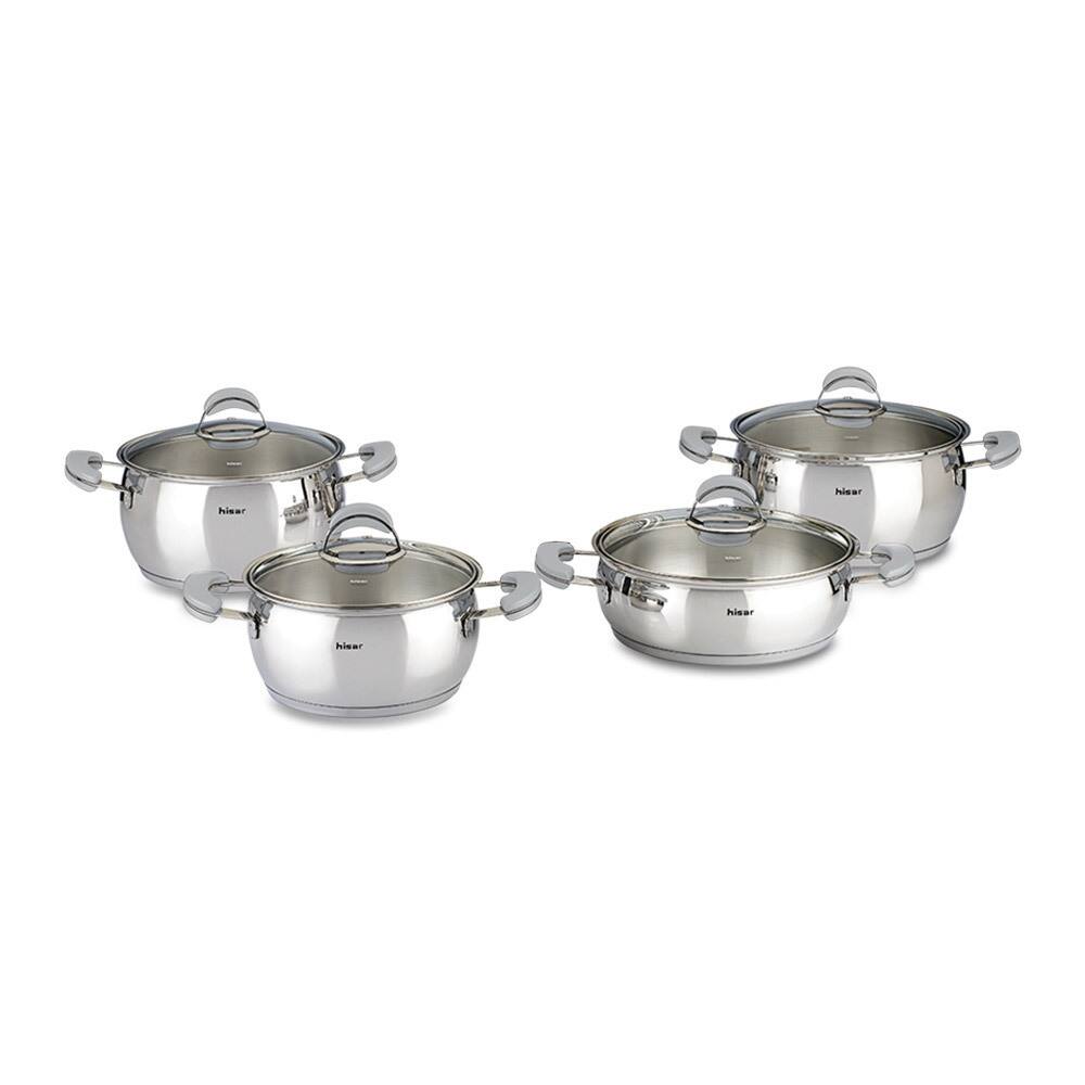 Monaco 8 Piece Stainless Steel Cookware Set - Grey