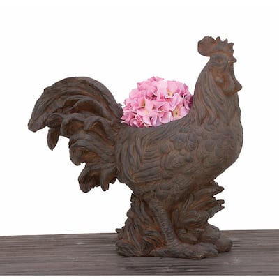 Urban Designs Proud Rooster Cast Stone Planter Garden Decor