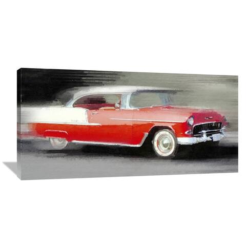 NAXART Studio '1955 Chevrolet Bel Air Coupe Watercolor' Stretched Canvas Wall Art