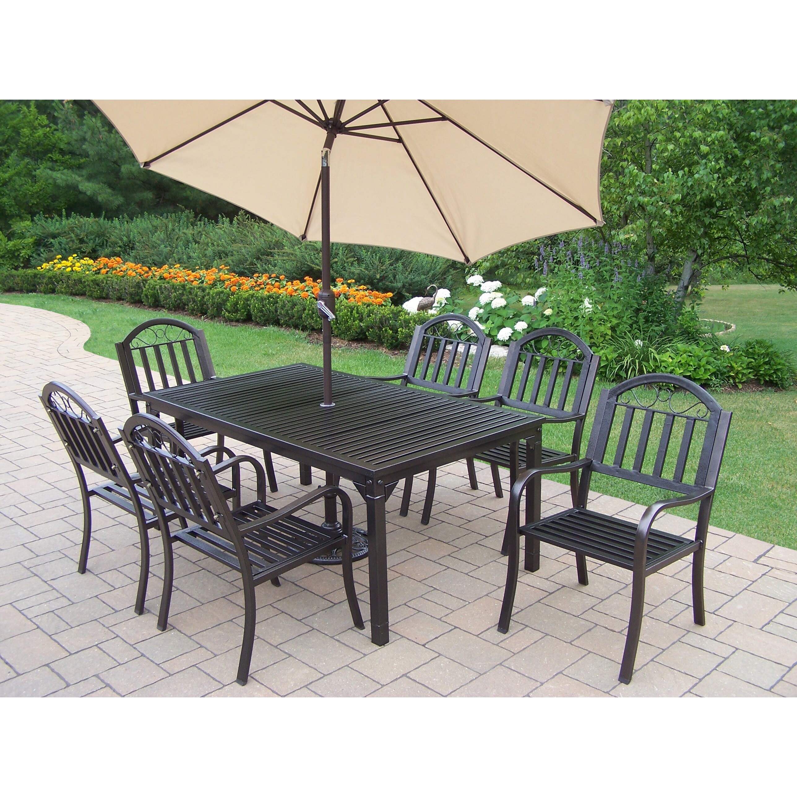 Hometown 9-Piece Outdoor Dining Set with 9 ft Beige ...