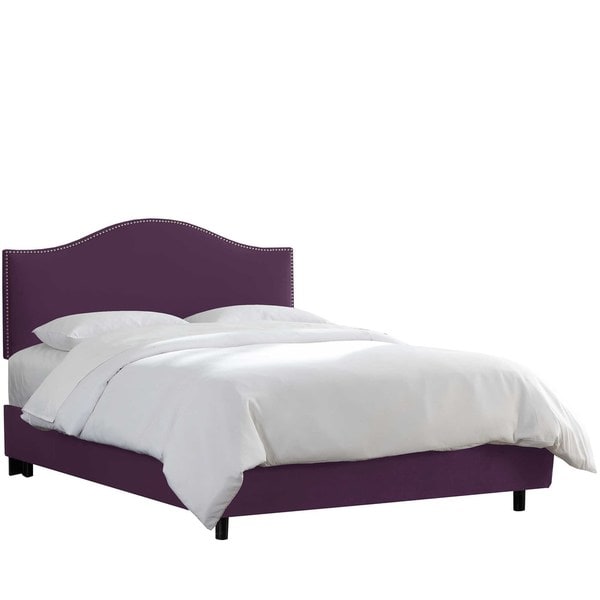 Skyline Furniture Custom Nailhead Trim Velvet Upholstered Bed
