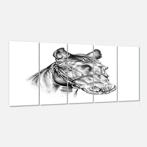 Designart Freehand Horse Head Pencil Drawing Modern Animal Metal Wall Art Overstock 13930148