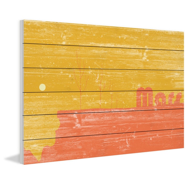 Marmont Hill - Handmade Mars Painting Print on White Wood