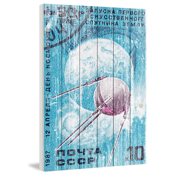 Marmont Hill - Handmade Orbiting Sputnik Painting Print on White Wood